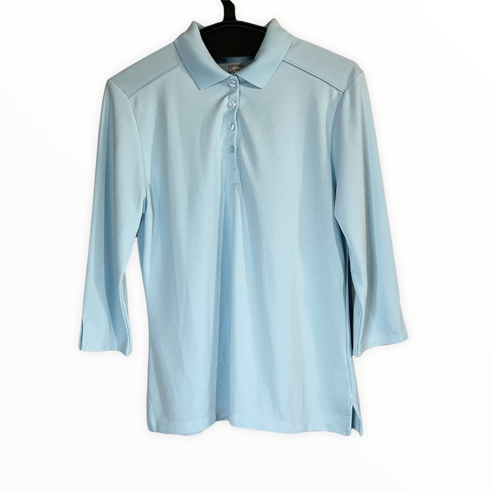 Callaway Women’s Opti Dri Light Blue 3/4 Sleeve Golf Polo Size Large